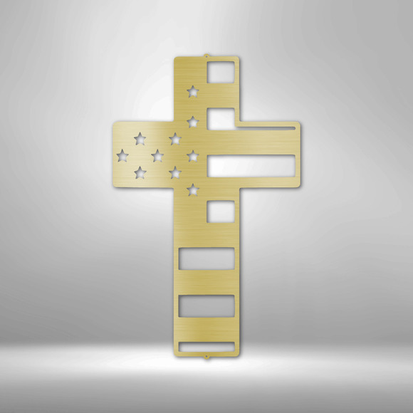 Scripture Sign Flag Cross Steel Sign Laser Cut Powder Coated Home & Office Meta